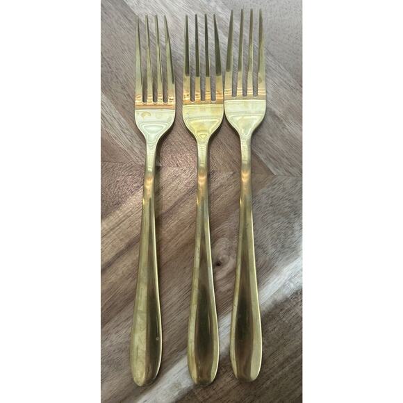 Cambridge Gold #21 3 Knives 3 Dinner 3 Salad‎ Forks 4 Dinner 1 Dessert Spoon Set - Picture 9 of 12